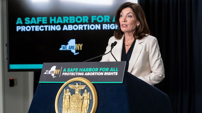New York State Governor Kathy Hochul signed two bills into law on Tuesday that will expand the and legally protect the right to a safe medical abortion for SUNY and CUNY students.