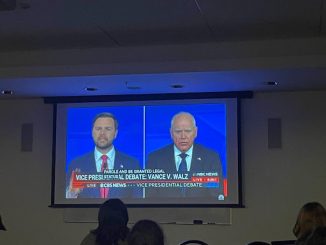 The Center for Student Engagement and the Kappa Mu Chapter of Kappa Alpha Psi Fraternity hosted a watch party of the Oct. 1 vice presidential debate in the SUB.