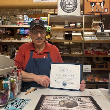 Abdul Joulani with his Certificate of Recognition gifted to him by Ulster County Executive Jen Metzger for his contribution to the New Paltz community.